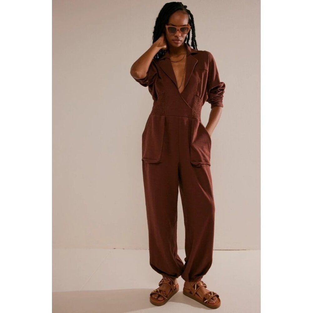 NEW Free People Blair One-Piece Long Sleeve Utility Jumpsuit Size Small